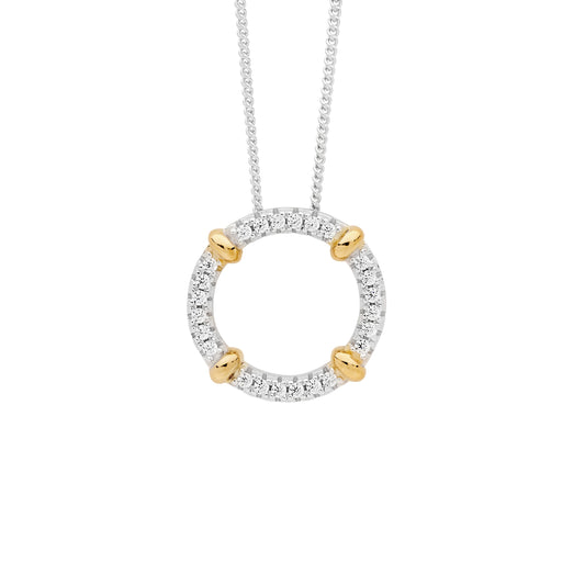Yellow Open Circle CZ with Bands Necklace