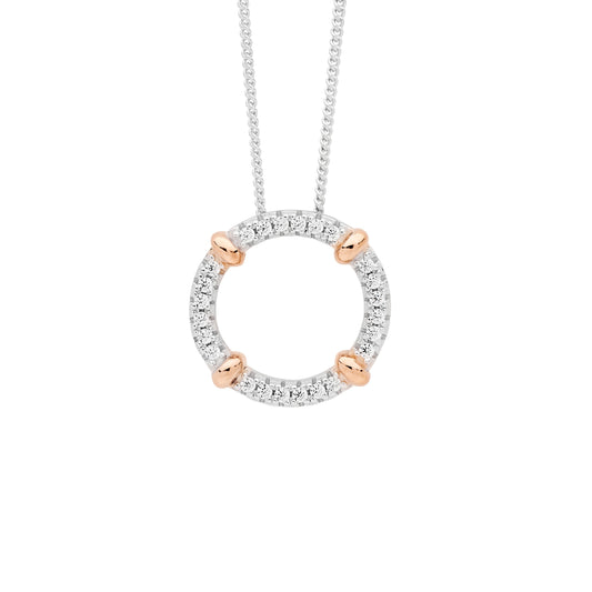 Rose Open Circle CZ Band Necklace