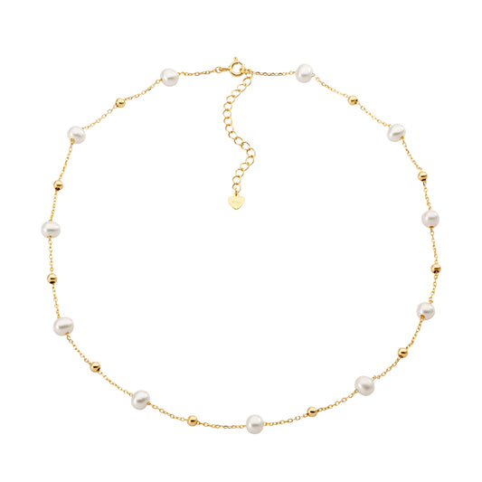 Yellow Pearl & Ball Necklace