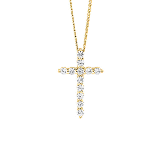Yellow CZ Cross Necklace