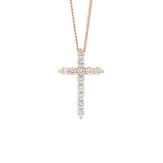 Rose CZ Cross Necklace