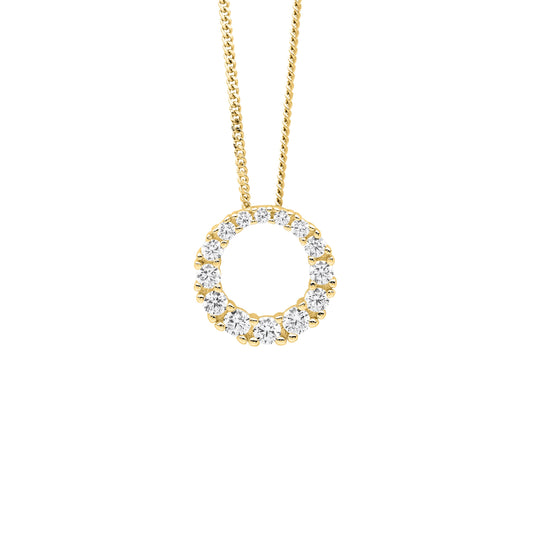 Yellow Open Circle Graduated CZ Necklace