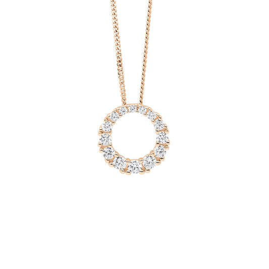 Rose Open Circle Graduated CZ Necklace