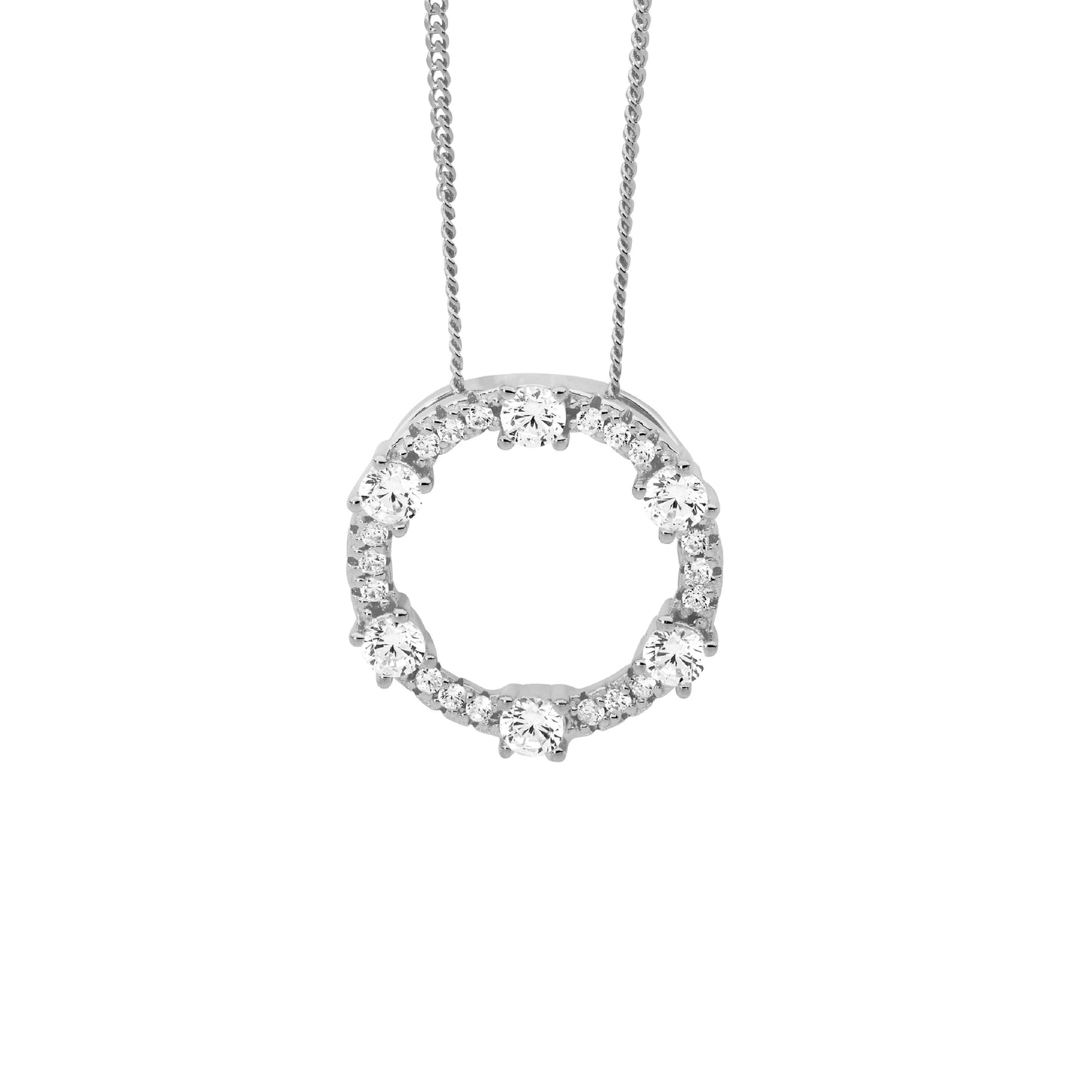 Silver Open Circle Raised Necklace