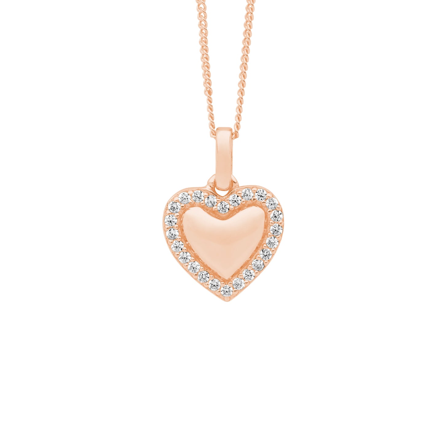 Rose Heart CZ Surround Necklace