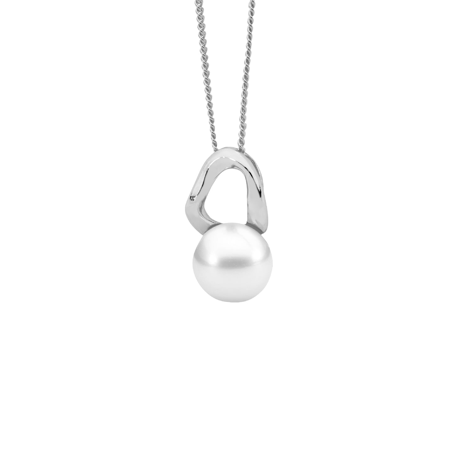 Silver Open Wave Pearl Necklace