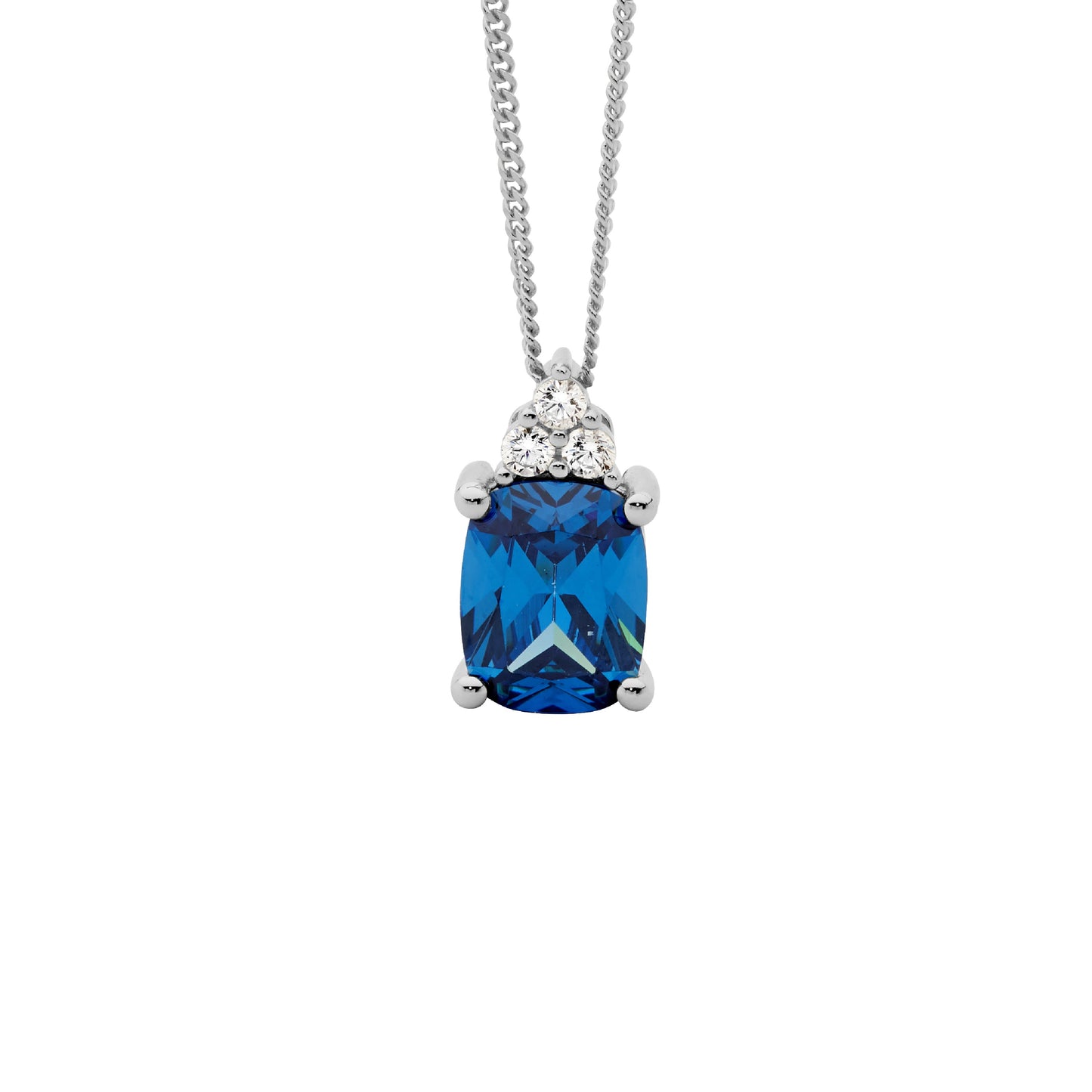 Sterling Silver Blue & White Cubic Zirconia Pendant