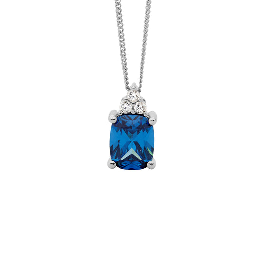Sterling Silver Blue & White Cubic Zirconia Pendant