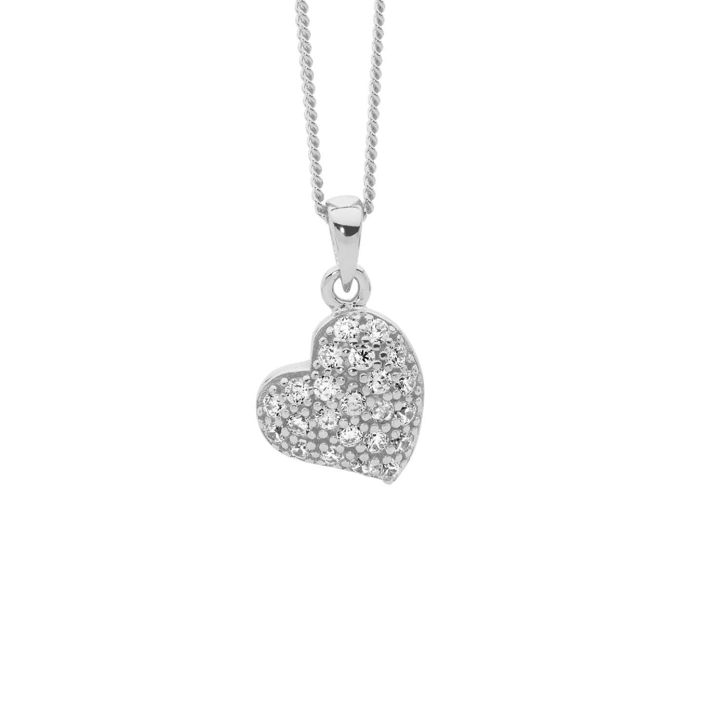Sterling Silver Cubic Zirconia Heart Pendant