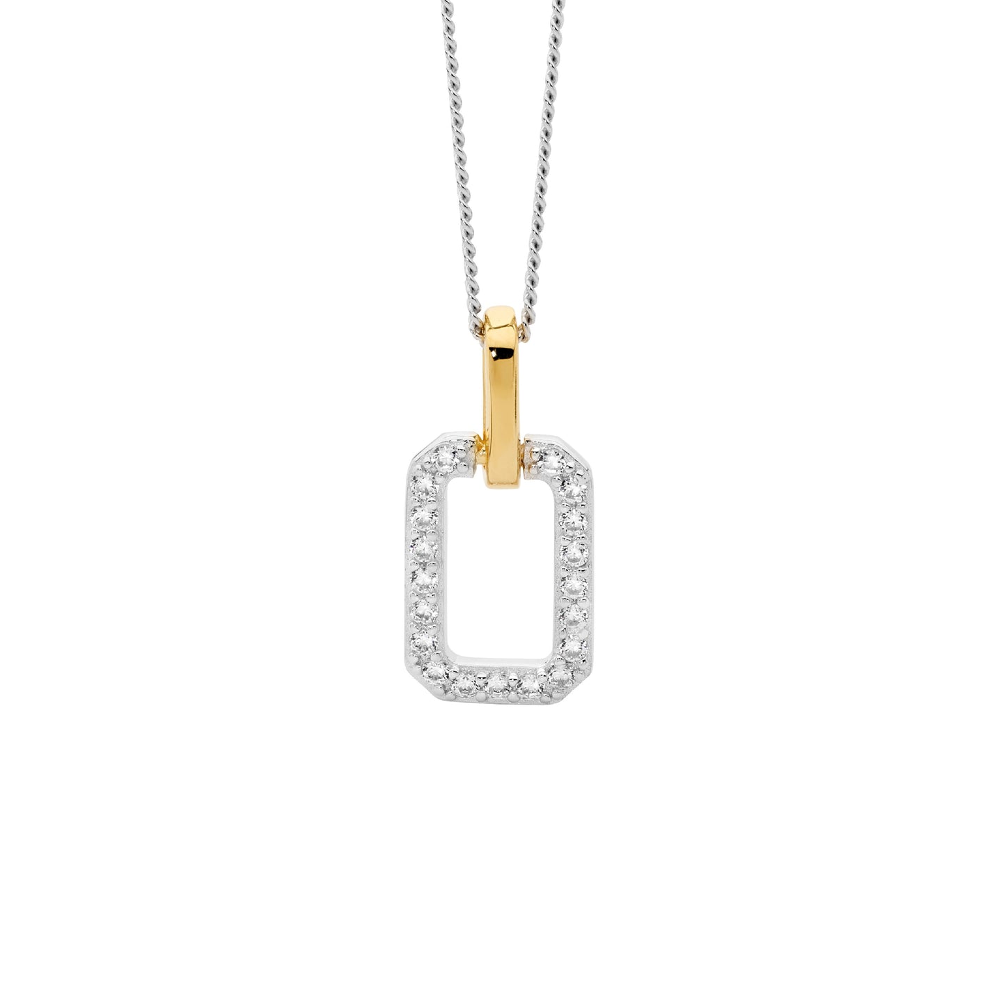 Sterling Silver Yellow Gold Plated Cubic Zirconia Pendant