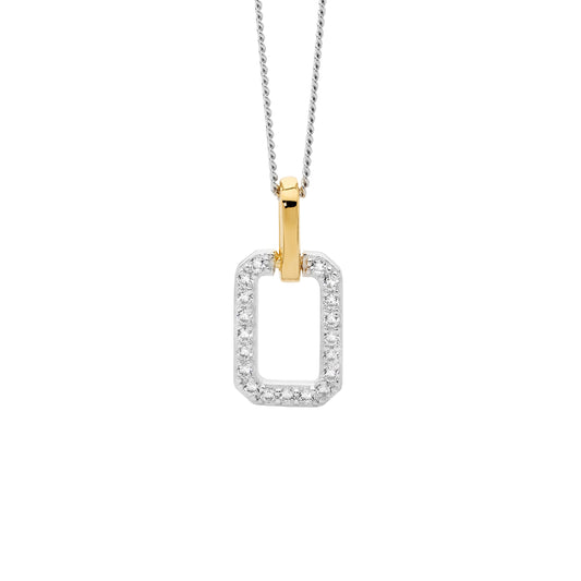Sterling Silver Yellow Gold Plated Cubic Zirconia Pendant
