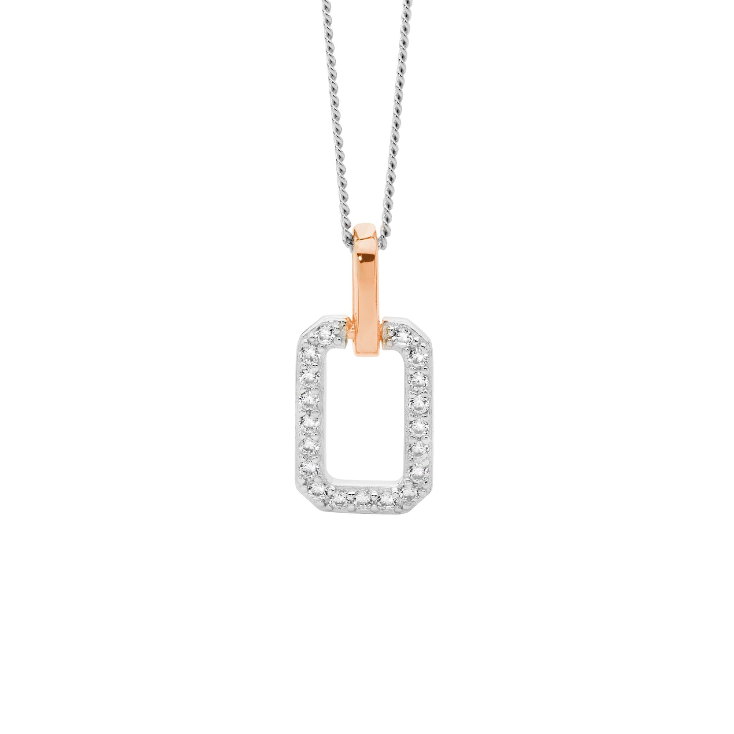 Sterling Silver Rose Gold Plated Cubic Zirconia Pendant