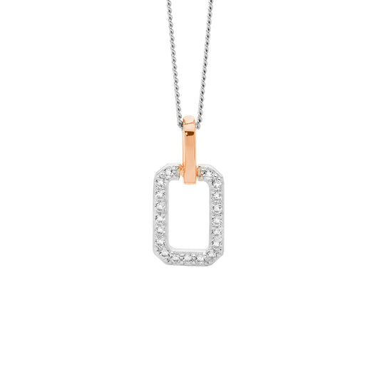 Sterling Silver Rose Gold Plated Cubic Zirconia Pendant