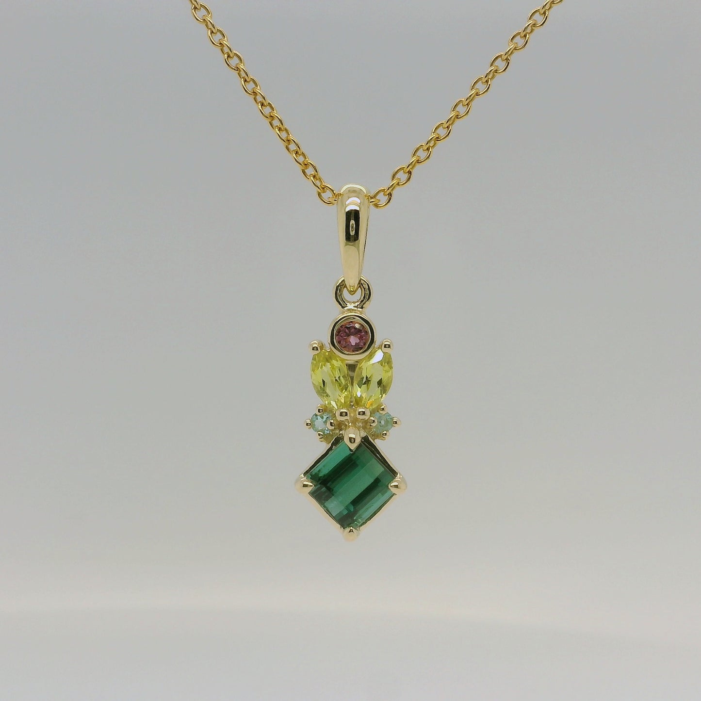 9ct Yellow Gold Multi-Coloured Tourmaline Pendant