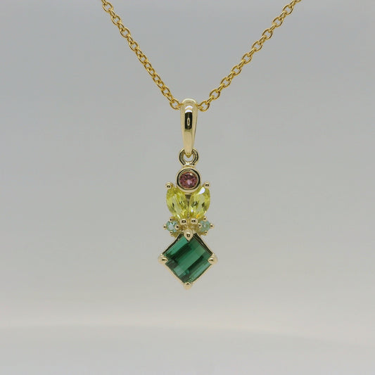 9ct Yellow Gold Multi-Coloured Tourmaline Pendant