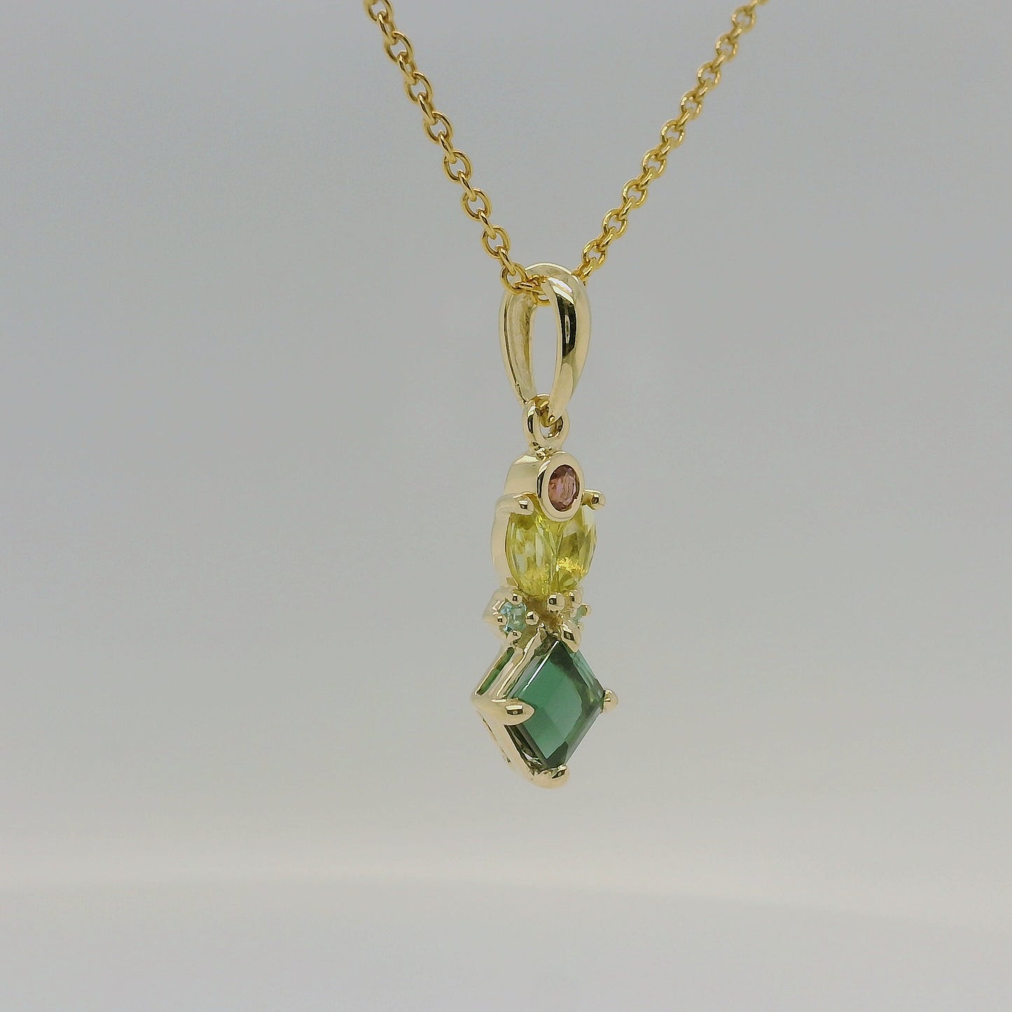 9ct Yellow Gold Multi-Coloured Tourmaline Pendant