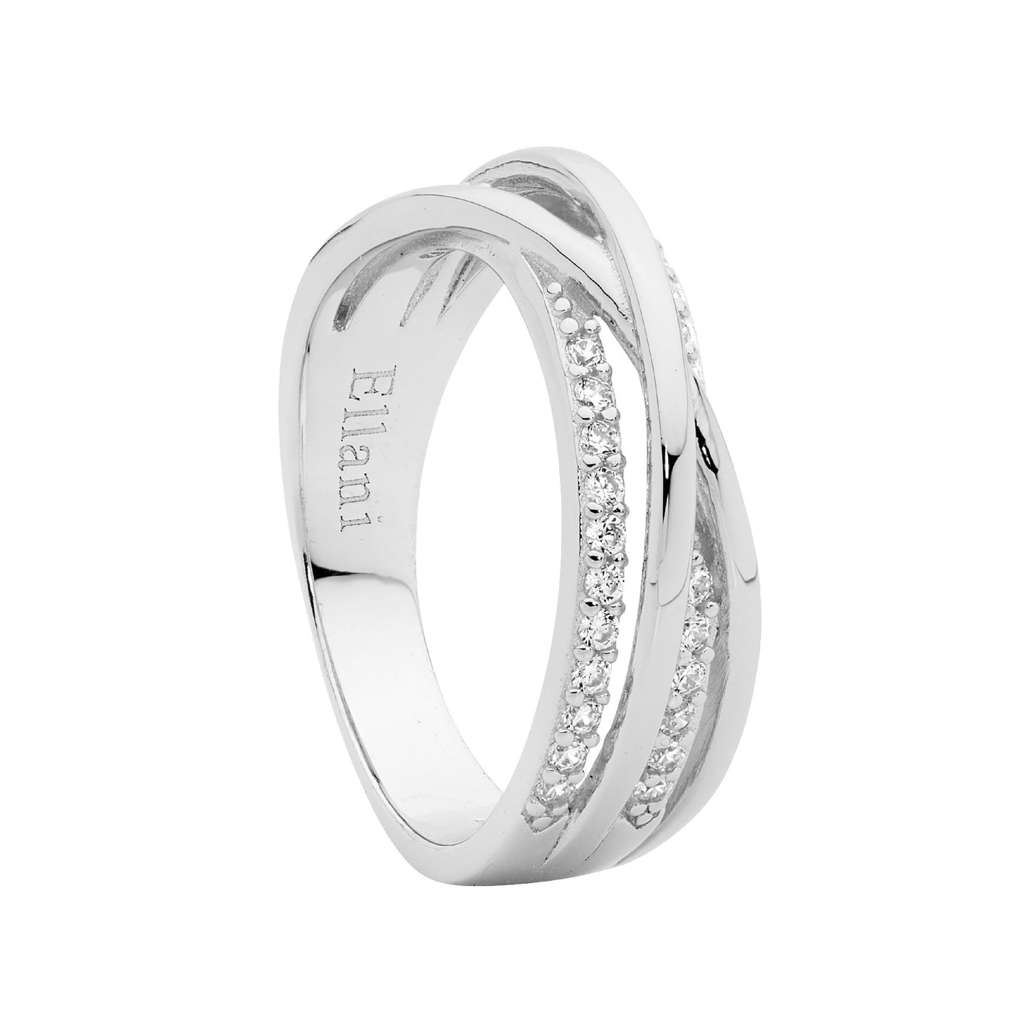 CZ & Plain Crossover Ring