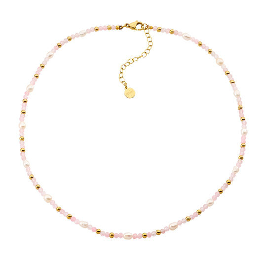 Rose Quartz & Pearl Necklace