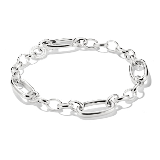 Charm Bracelet with Three Connect Links Silver - 19cm