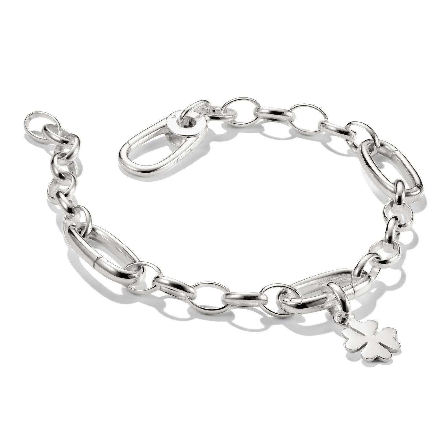 Charm Bracelet with Three Connect Links Silver - 19cm