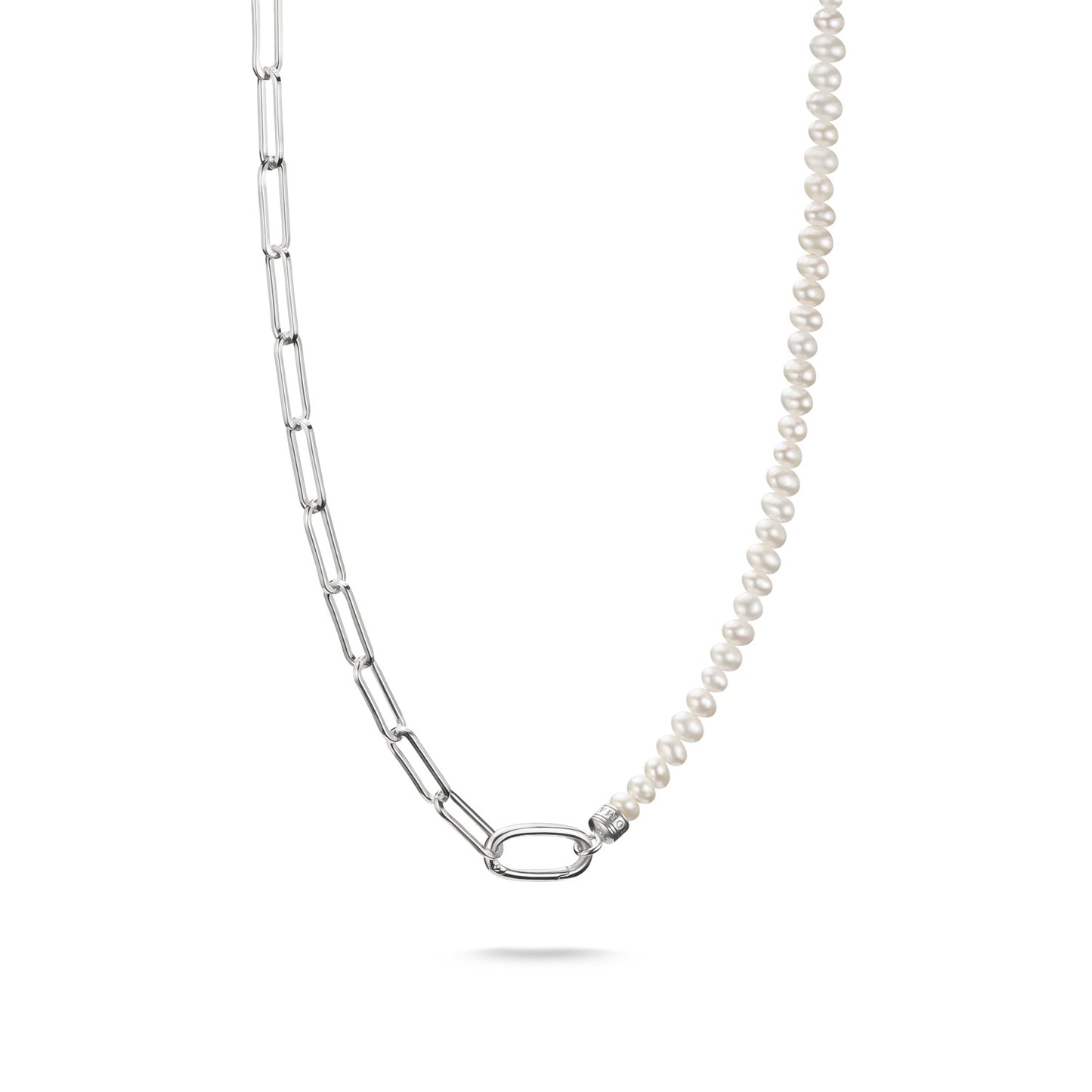 Connect Charm Paperclip Necklace with Pearls