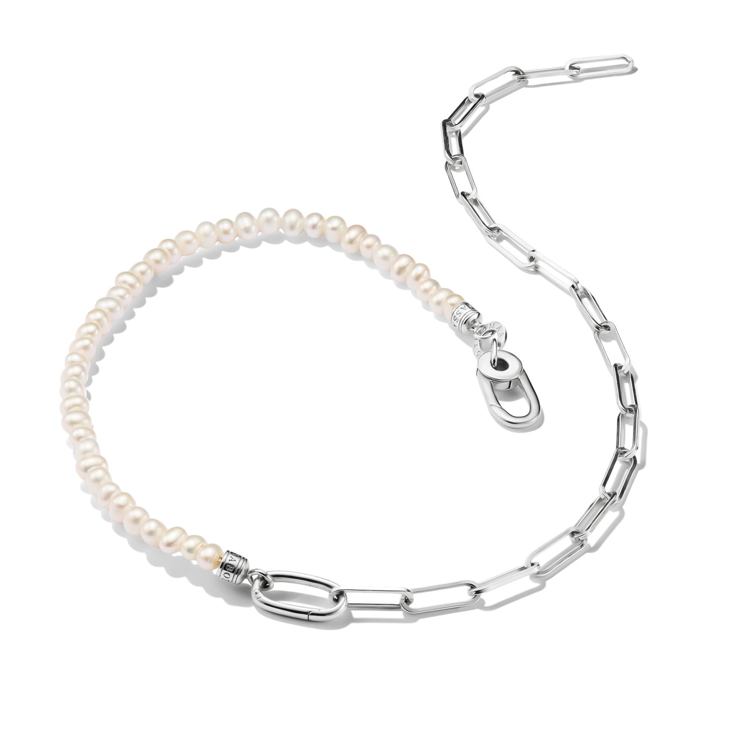 Connect Charm Paperclip Necklace with Pearls