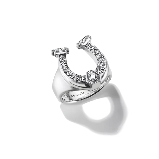 Blackened Silver Horseshoe Ring Elyndra