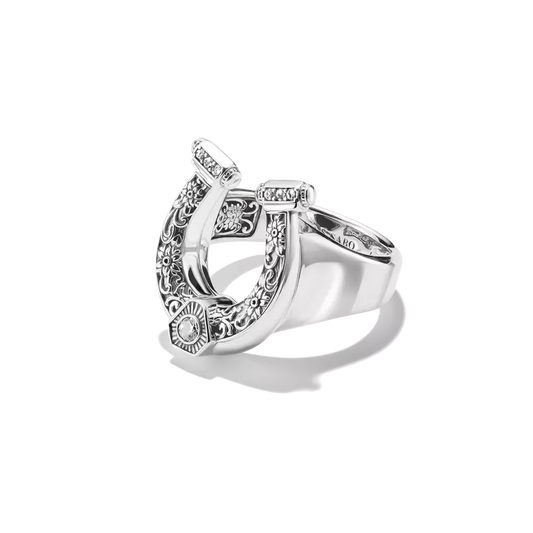 Blackened Silver Horseshoe Ring Elyndra