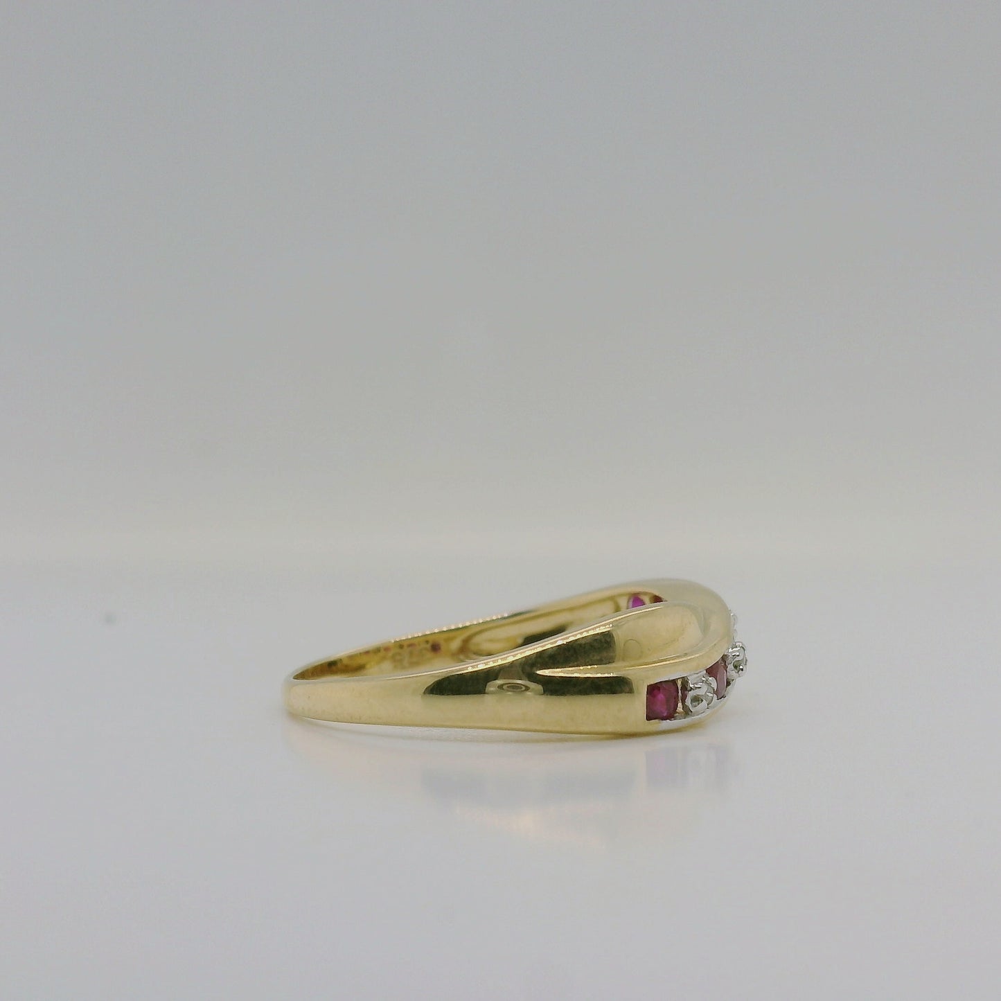 9ct Yellow Gold Natural Ruby &amp; Diamond Crossover Ring – Size N