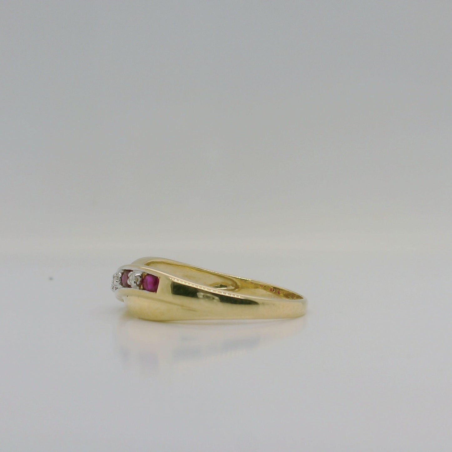 9ct Yellow Gold Natural Ruby &amp; Diamond Crossover Ring – Size N