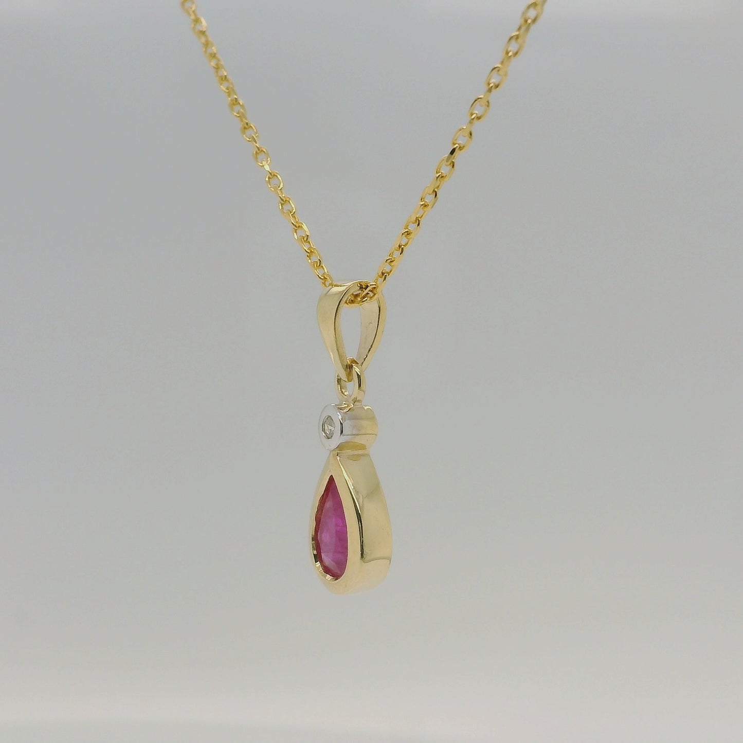 9ct Yellow Gold Natural Ruby & Diamond Pendant