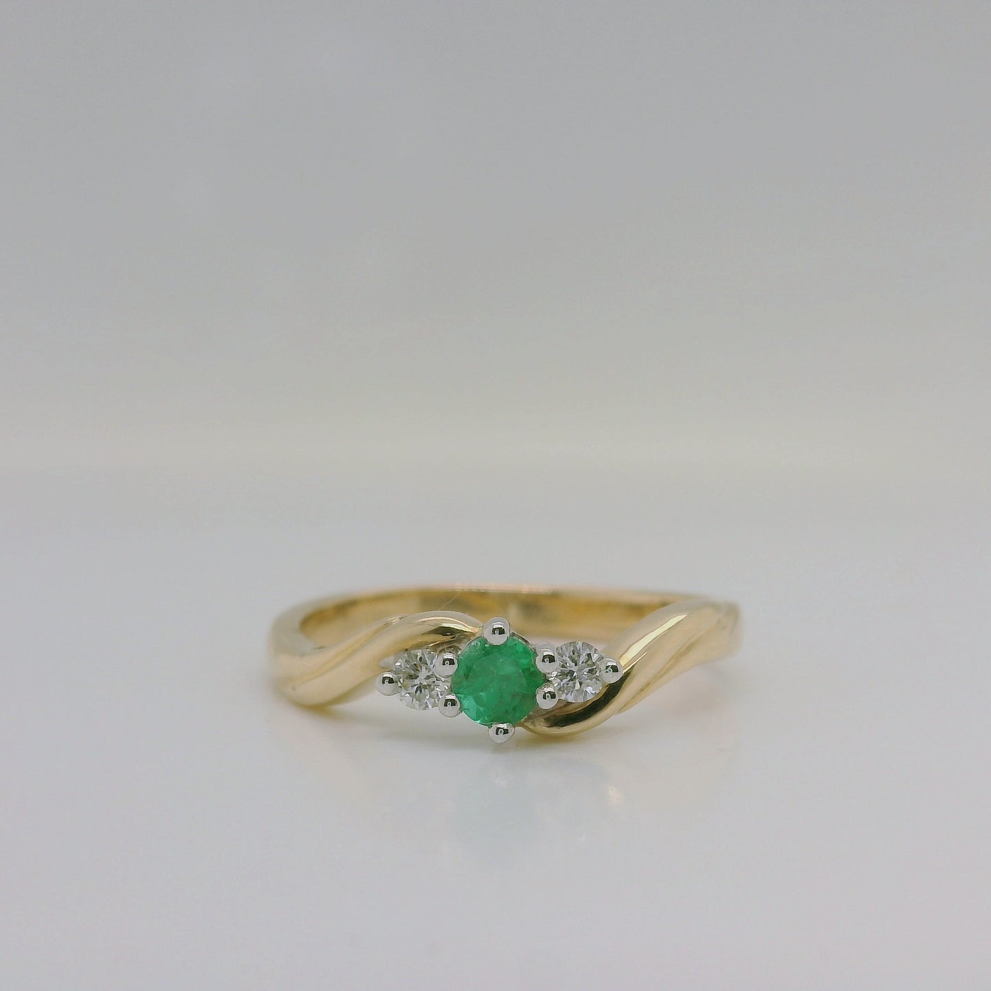 Emerald & Diamond Three-Stone Ring