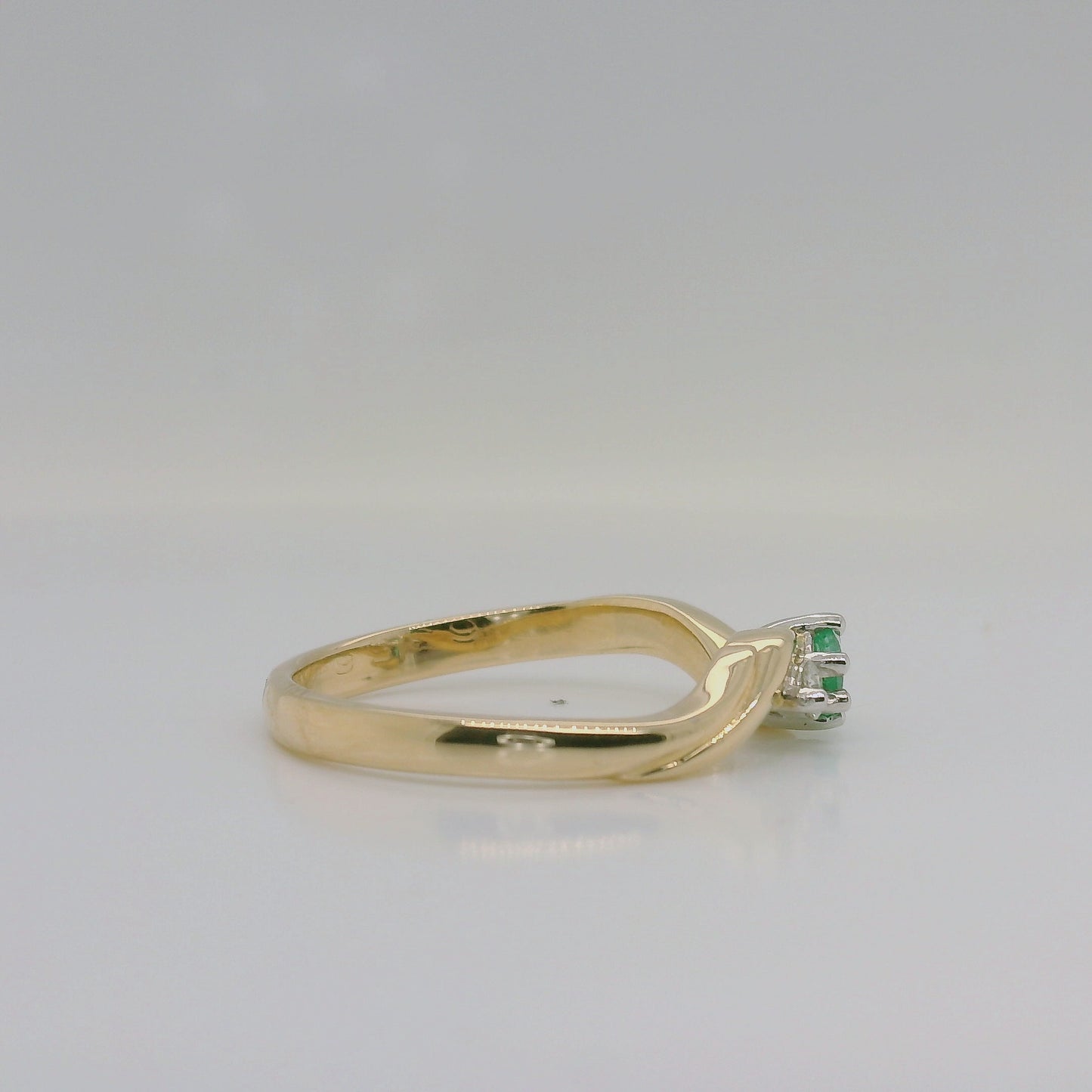 Emerald & Diamond Three-Stone Ring