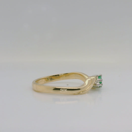 Emerald & Diamond Three-Stone Ring