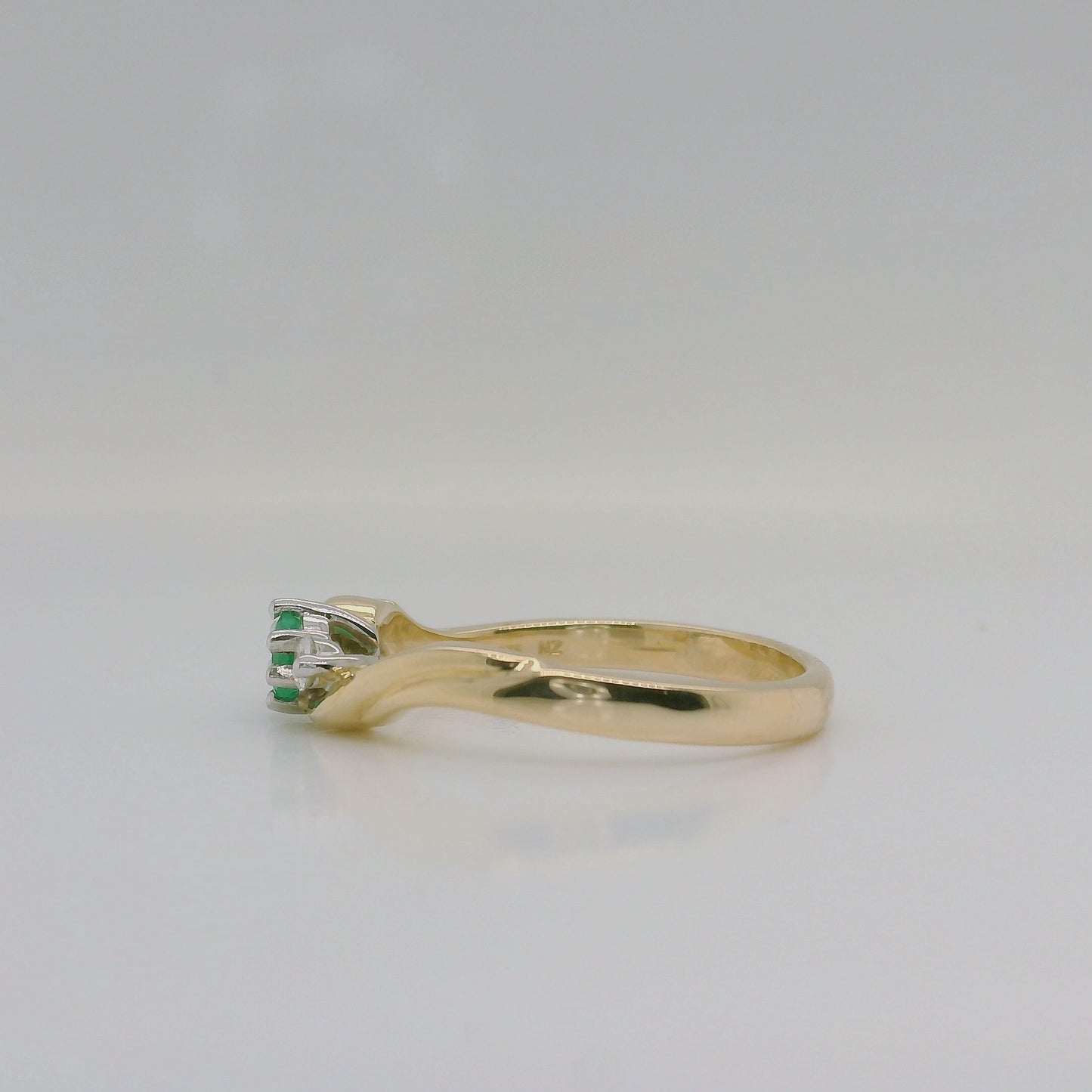 Emerald & Diamond Three-Stone Ring