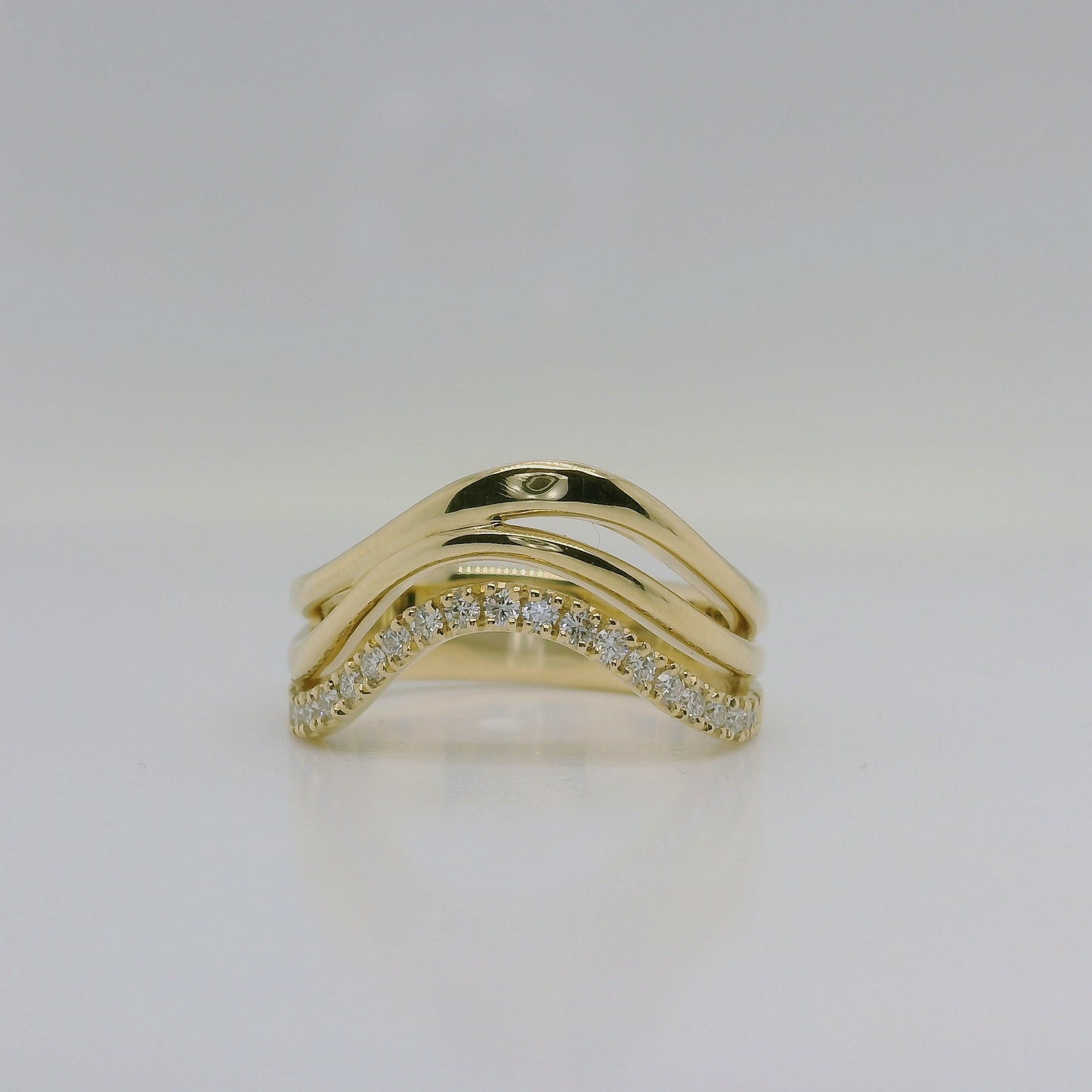 Mined Diamond Set Curved Ring