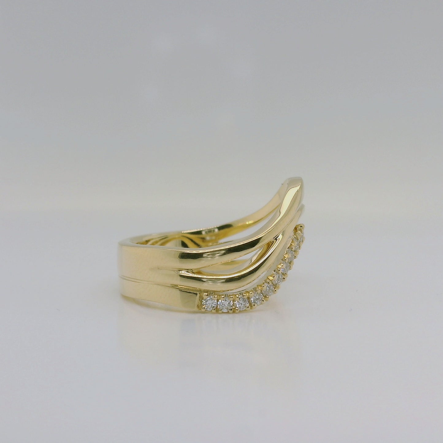 Mined Diamond Set Curved Ring