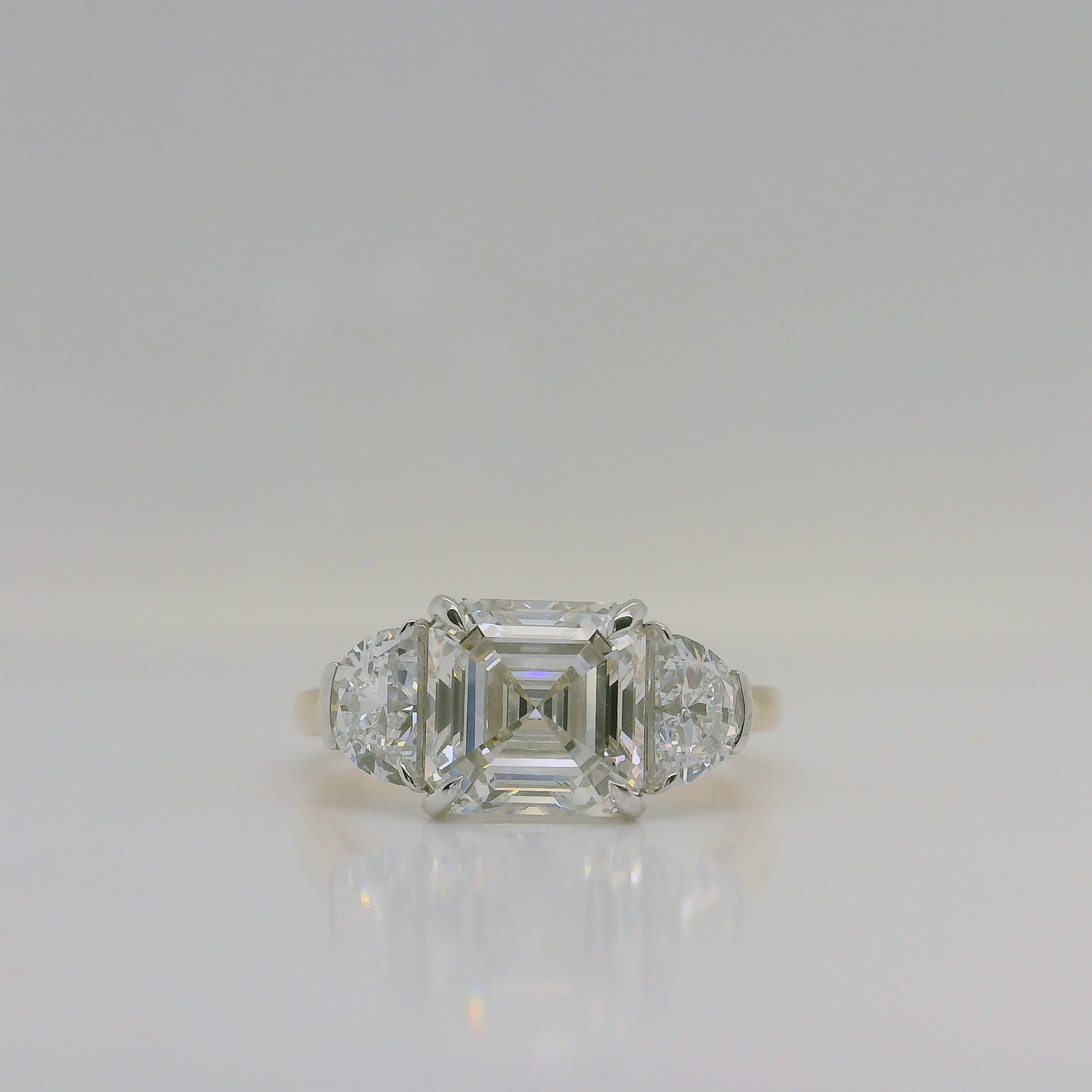 Asscher Cut Diamond Three Stone Ring