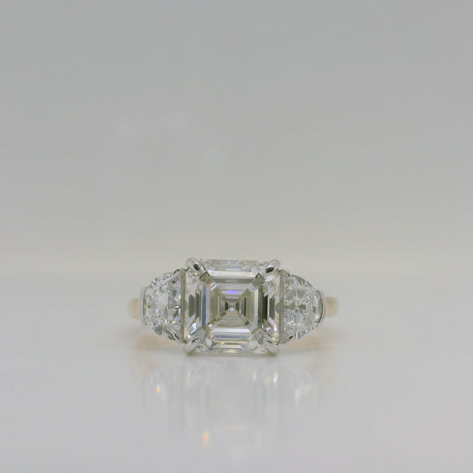 Asscher Cut Diamond Three Stone Ring
