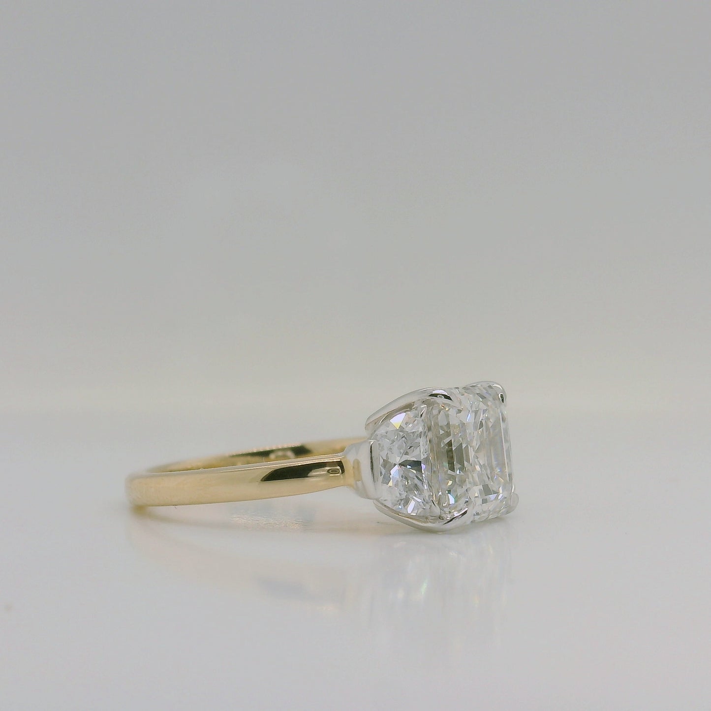 Asscher Cut Diamond Three Stone Ring