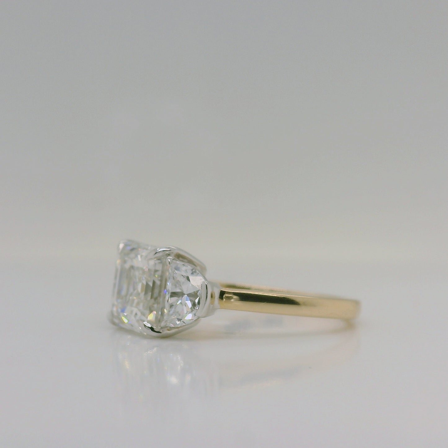 Asscher Cut Diamond Three Stone Ring
