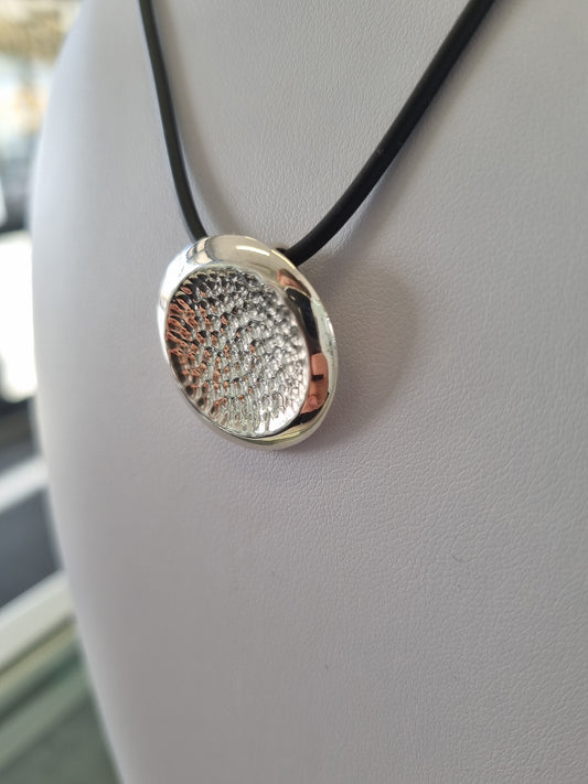 STG solid circle textured pendant from GMW Jewellery in Blenheim NZ