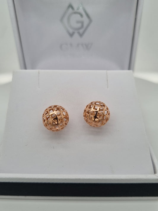 9ct Rose Gold filigree studs from GMW Jewellery in Blenheim NZ 