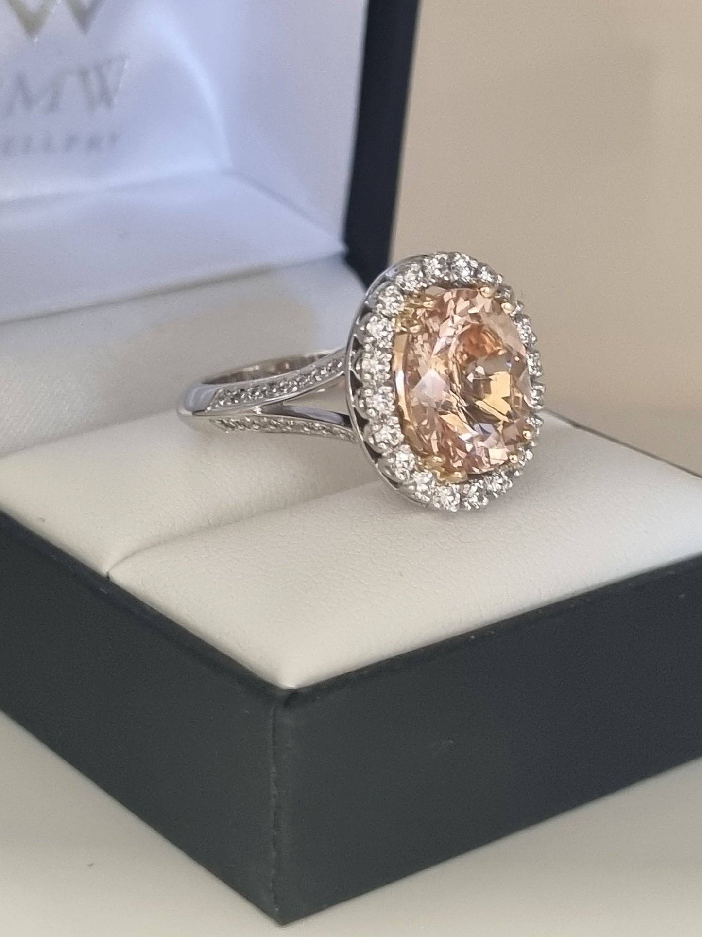 Morganite & Diamond Cluster Ring