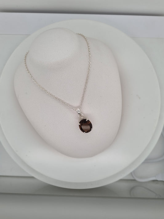 Sterling silver and Smokey Quartz necklace