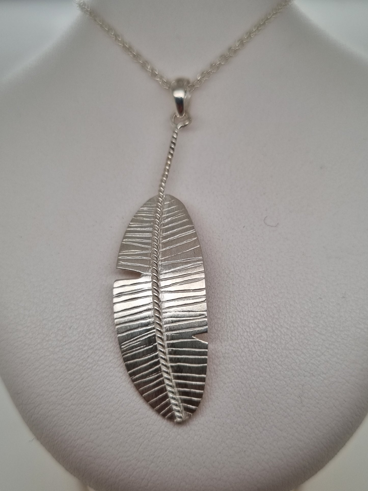 Sterling silver feather pendant