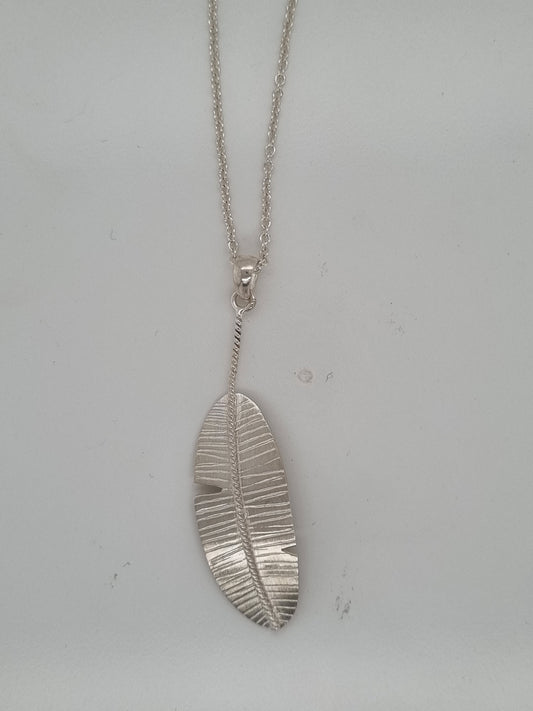 Sterling silver feather pendant