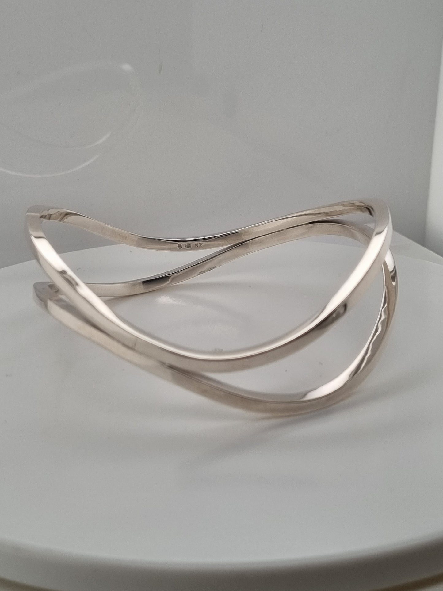 Sterling Silver double wave handcrafted bangle