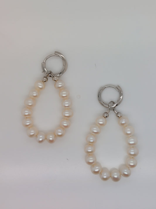 Pearl String Hoop Earring