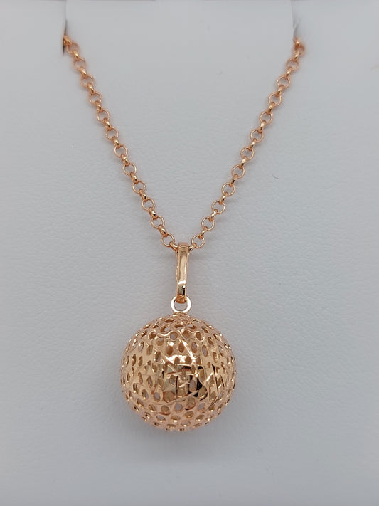 Rose Gold Lattice Ball Pendant